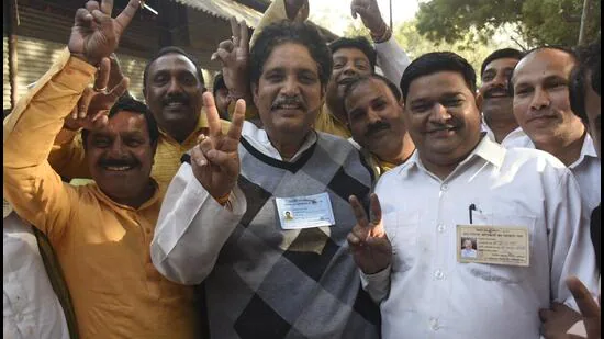 This is Sunil Sharma’s second consecutive highest victory margin in Uttar Pradesh, a feat he first achieved in 2017 by besting Amarpal Sharma, then Congress candidate, by 150,685 votes. (Sakib Ali/HT Photo)