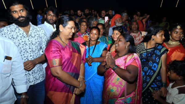 Premalatha Vijayakanth watched Yaathisai movie with 100 tribals at INOX theater 